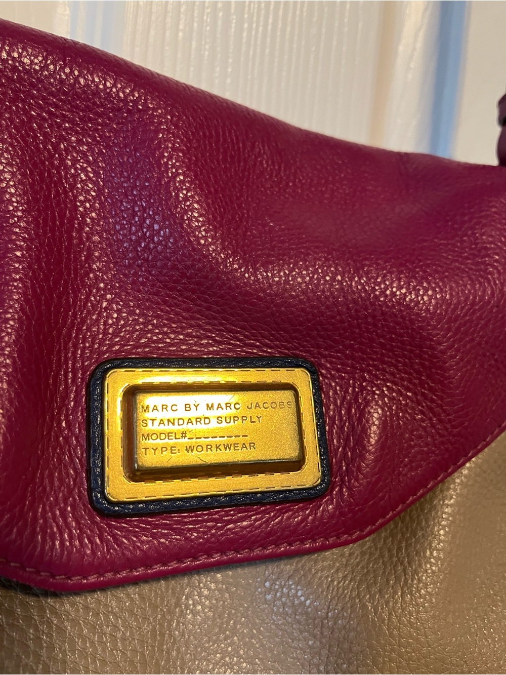 Marc Jacobs Colorblock Leather Shoulder Bag in Berry, Navy and Tan